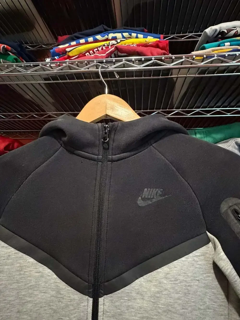 Nike Tech Fleece Windrunner Full-Zip Hoodie - Black/Grey Youth Medium